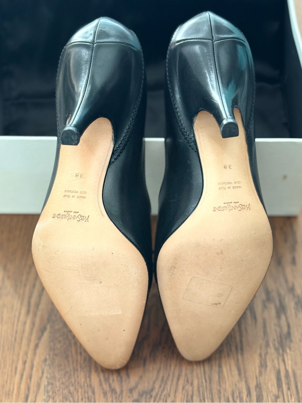 Archival Vintage YSL Rive Gauche Decollete Norton Black Lace Up Pumps, IT 38 - Picture 12 of 16